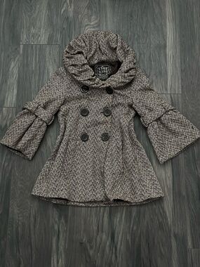 Y2K Last Kiss Herringbone Tweed Peacoat w/ Ruffle Collar | Women